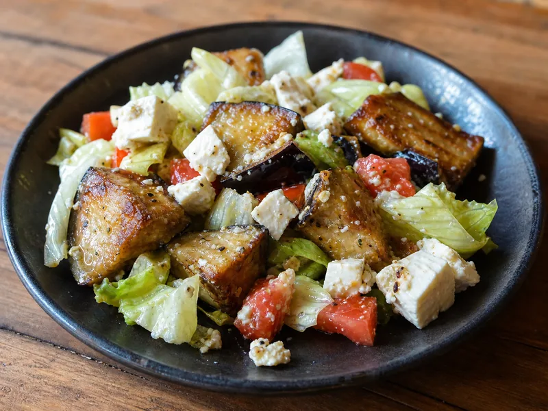 Danie Brinjol and Cheese Salad