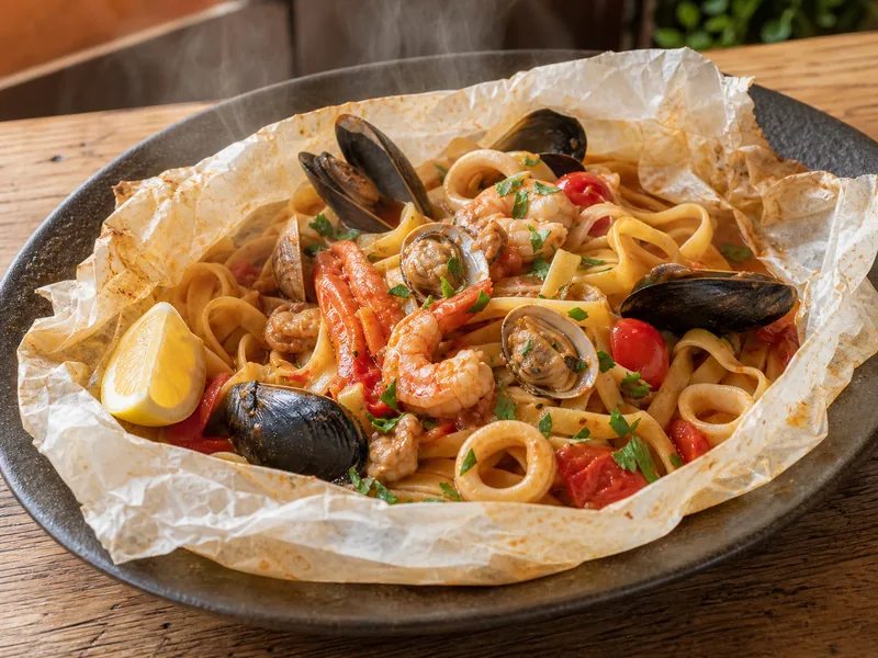 Danie Tagliatelle Frutti di Mare al Cartoccio